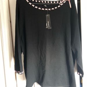 August Silk Black Top Size 3X